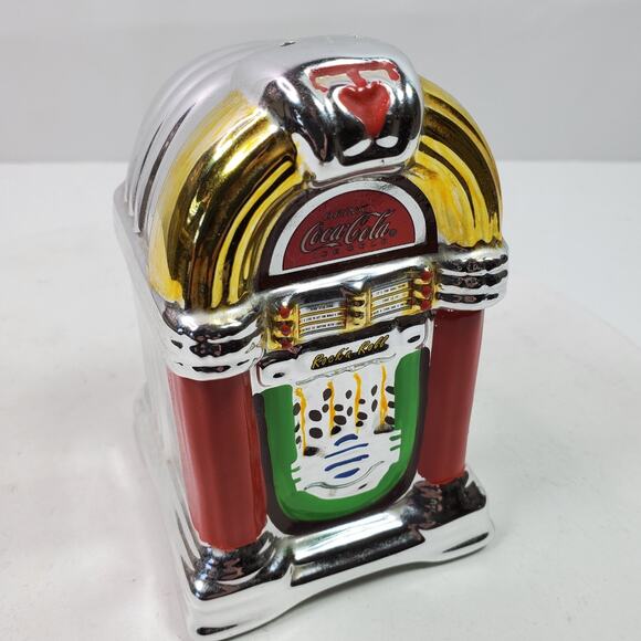 Vintage Coca Cola Jukebox Salt Pepper Stacking Shakers 5x3x3 Inch - Picture 1 of 10